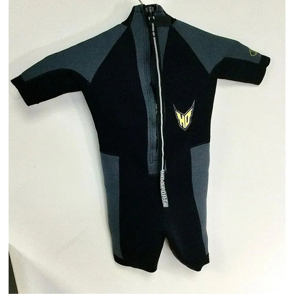 Ho Sports Junior Kids Size 8 Shorty Scuba Wetsuit Gray Aquaseal Zip Front - Picture 2 of 13
